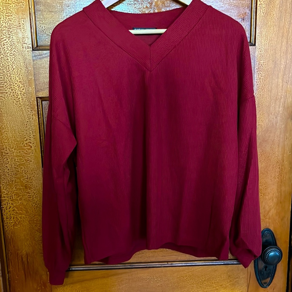 SHEIN red v-neck sweater
